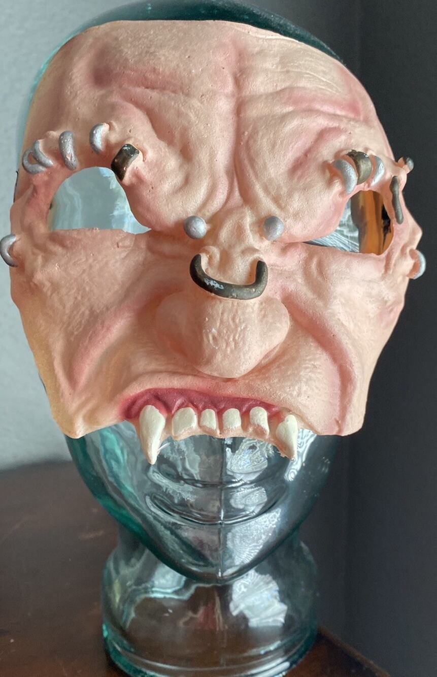 Vtg Monster Mask Fright Asylum 2000 Disguise Latex Horror Halloween Cosplay Punk
